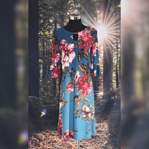 Teal Boho Floral Dress